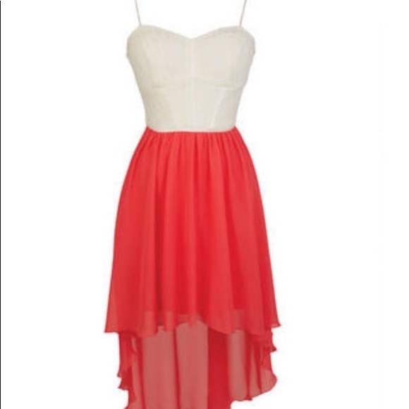 High-Low Red and White Dress - Picture 1 of 4
